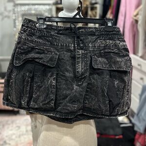 Black acid wash mini skirt. Size L